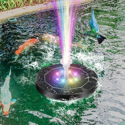 Peachlife™ Solar Fountain with 6 Nozzles – Solar Powered, Rechargeable Battery, LED Option