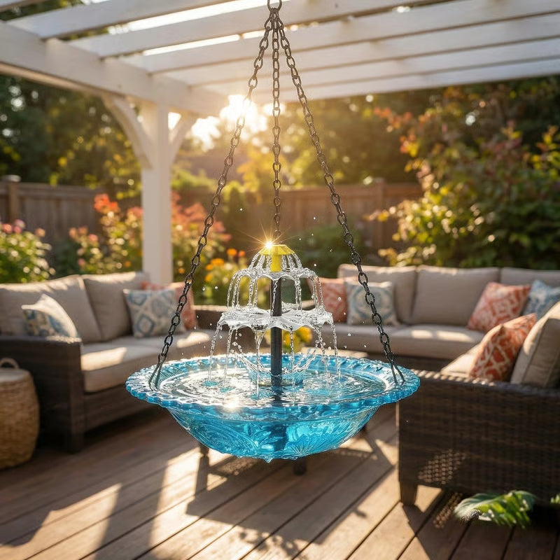 🔥💐SPRING DAY SALE- ONLY 💲32.99!⚡50K+ SOLD!🐦Solar Cascade Hanging Bird Bath Fountain